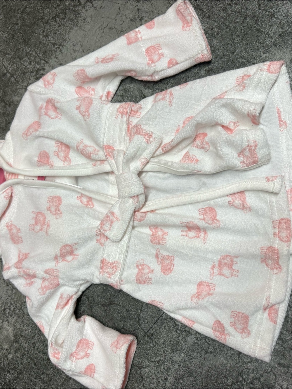 Carter's White and Pink Elephant Hooded Baby Robe